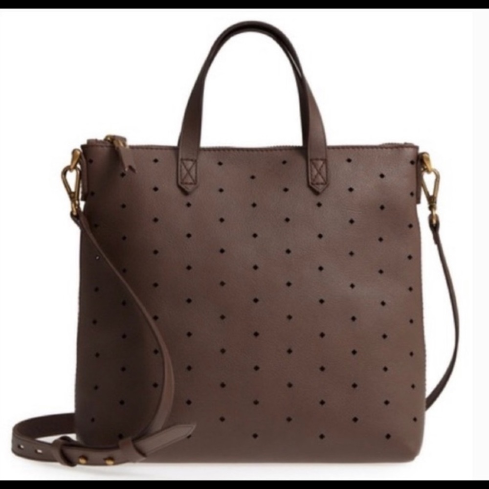 MADEWELL Small Brown Zip-top Transport Crossbody Tote